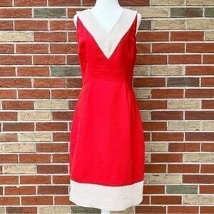 kate spade James Color Block Red Orange Coral Cream Sleeveless Sheath Dress 👗